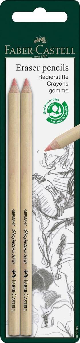 185698 Faber-castell Faber-castel Eraser Pencils 2-pack 2 Count Pack Of 1 Multicolor