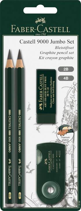 Fc119398 Faber-castell 9000 Jumbo Graphite Pencil Set - 2 1 Count Pack Of Black