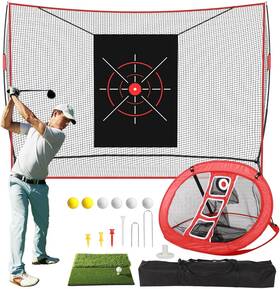 Fahkns 198519302675 Golf Net 10 X 7ft Heavy Duty Practice Black Red