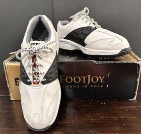 45087 Footjoy Youth Fj Junior Golf Shoes Black/white / Size 5m