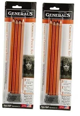 321742 General Pencil Company Charcoal Drawing Set White/black Of 4 Pencils And 1 Count Pack 10