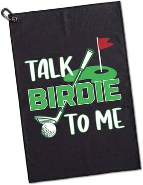 Ggt005 Geygie Talk Birdie To Me Printed Microfiber Golf Towel Funny 23.6x15.7 Black