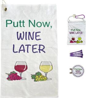 Aputtnowpar3 Giggle Golf Par 3 Includes 1 Microfiber Towel Tee 15 Inch X 24 Putt Now Wine Later