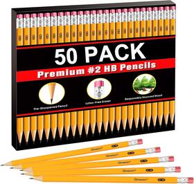 Pencil-50 Gloween 50 Pack Pencils #2 Pre-sharpened Hb Count Of 1 Yellow