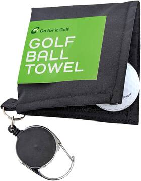 Go For It Golf 850044450305 Ball Towel - Dry-outside Moist-inside Dual Layer Function 4 Inch X4 Black