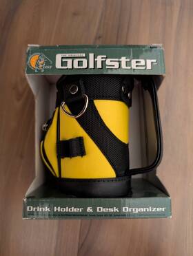 041427 Golfster The Original Yellow Drink Holder Hooks Onto Golf Bag Brand New
