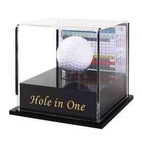 Golfwings 696550271269 Golf Ball Display Case For Hole In One With Scorecard Black