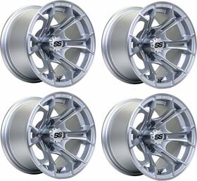 19-351 Gtw Spyder 12 Inch Machined/silver Aluminum Golf Cart Wheel 3 4 Offset Set