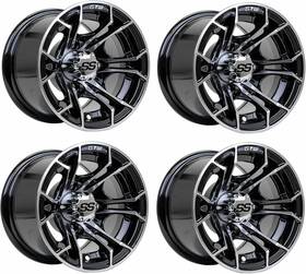 19-384 Gtw Spyder 10 Inch Machined/black Aluminum Golf Cart Wheel 3 4 Offset Set