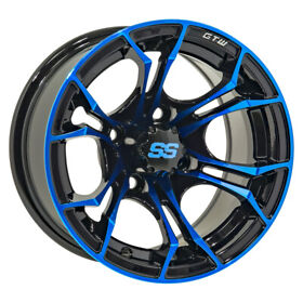 19-220 Gtw Spyder 15 Inch Black And Blue Golf Cart Wheel With 3 4 Offset