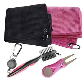 Gzingen 786368764814 Golf Towel And Brush Set 2 Pack Microfiber Large Pink Black