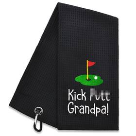 Grm040 Hafhue Kick Put Grandpa Embroidered Golf Towel 15.8 X 23.6 In Black