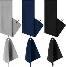 Qun-hahafelt-0380 Hahafelt 6 Pack Large Golf Towels Set With Clip 24 X 16 12 Black Grey Navy Blue