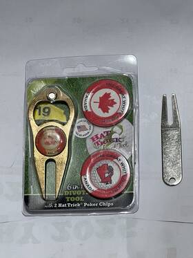 Hat Trick Openers 819289021633 New 6-in-1 Divot Tool With 2 Chip Marker Set Canada Logo And Pride