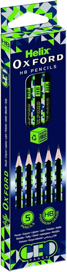 856202 Helix Oxford Geo Pack Of 5 Hb Pencils - Green 1 Count