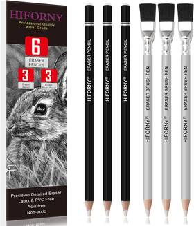Hf-ept6 Hiforny 6pcs Eraser Pencil Set 3pcs 1 Count Pack Of 6 Multicolor