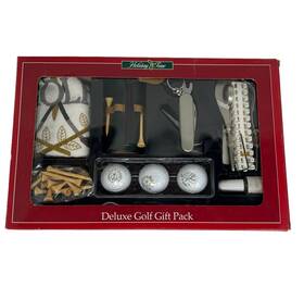 Sm-3184 Holiday Time Deluxe Golf Gift Pack Golfer Christmas Ball Monogrammer Towel Brush