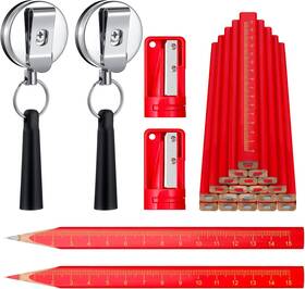 Flat-0088w Honoson 24 Pieces Carpenter Pencils 7 Inches Octagonal Red And Black Refill