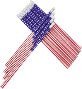 120003pkae Hoodancos 60pcs American Flag Themed Wooden Pencils With 1 Count Pack Of Red