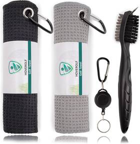 Hoverolf 196852610044 Golf Towel 16 Inch X With Club Brush Soft And Small Grey Black