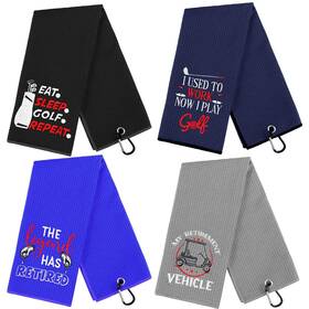 Hunnmingre-goh-0978 Hunnmingre 4 Pcs Funny Golf Towel Novel Style Black Dark Blue Gray