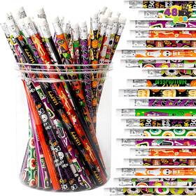 Inc 744110185454 48pcs Halloween Pencils Bulk With Eraser Colorful Fall Pencil Themed