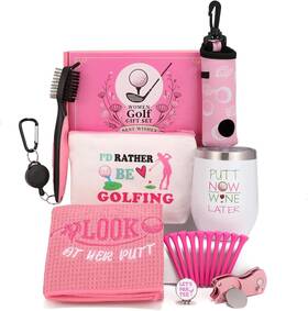 Geftz-00 Inqigi 20 Pcs Pink Golf Accessories Kit Include Wine Tumbler Hat Multiple Colors
