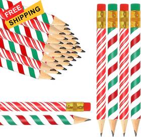 J-4761 Jarthenaamcs 50pcs Christmas Short Pencil With Eraser 4 1 Count Pack Of 50 Red Green