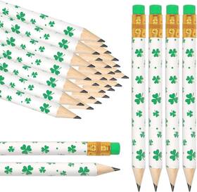J0195 Jarthenaamcs 50pcs Shamrock Pencil With Erasers White 1 Count Pack Of 50 White&green