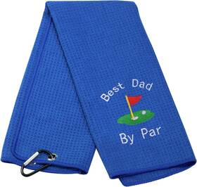 Jxgzso 792323679871 Dad Golf Towel Embroidered Gift Small White Words-blue