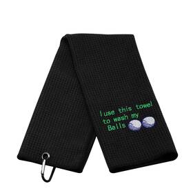 Jxgzso 792323680167 Golf Towel Embroidered Gift I Large Wash My Balls Black