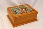Lemcke Woods Oak Keepsake Box Tapestry Top Wolves Large
