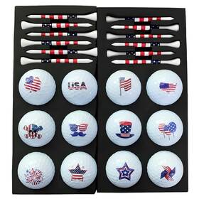 La-ht-3027 Lightahead Usgolfer Patriotic Golf Balls Set Of 12 Unique Fun 1.68 Inch White