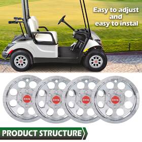 Gpl16636 Lqi 4x Chrome 10 Inch Golf Cart Hub Caps Fit For Ezgo Club Car And Yamaha Wheel Cover