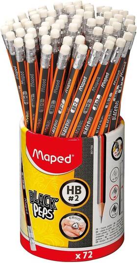 851759zv Maped Mapmaped Blackftpeps 2 Graphite 1 Count Pack Of 72 Black/orange/grey White