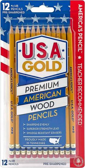 Ddr56 Mattel Write Dudes Usa Gold Premium Cedar No. 2 12 Count Pack Of 1 Yellow