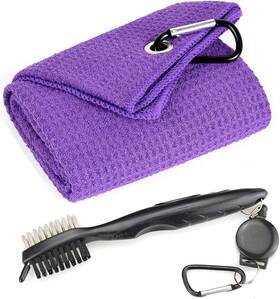Mile High Life 761276736580 Golf Towels - Microfiber 16 Inch X24 Purple Towel Black Brush