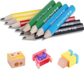 Use.10 Natcot Qb5858 Triangular Fat Pencil For 2-8 Years Old Kids 13 Piece Set Color