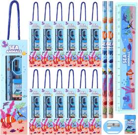 Nezyo-stationery-09 Nezyo 12 Sets Cute Ocean Stationery Set For Boys Back To 1 Count Pack Of
