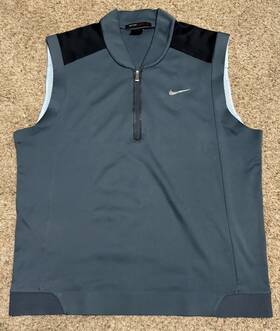 5858686 Nike Tiger Woods Collection Golf 1/4 Zip Vest Sleeveless Gray Black Large Rare