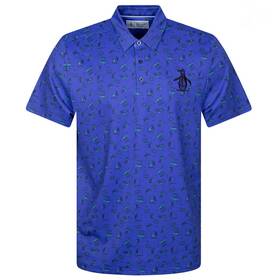 Original Penguin 713610132916 New Retro Arcade Print Bluing Golf Polo/shirt Mens Medium M