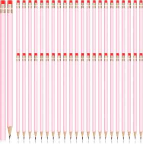 Pencils-y2-050 Outus 48 Pieces Round Wooden Pencils 2 Hb With 1 Count Pack Of Red