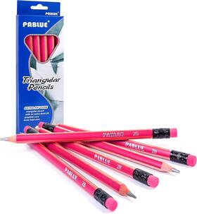 Pablue 747976832524 Fat Thick Strong Triangular Presharpened 2b Pencils Jumbo Wood Pink