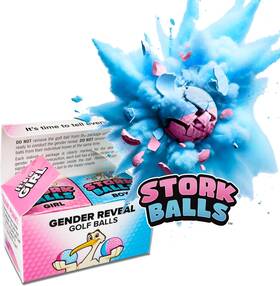 Party Smith 198168527719 Gender Reveal Golf Ball 2 Pack - Exploding Pink And Blue