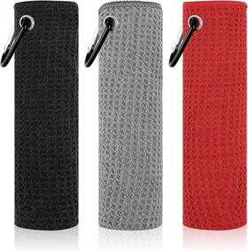 B004-cbt10774 Peasug 3 Pack Golf Towels 16 Inch X Absorbent Black/grey/red