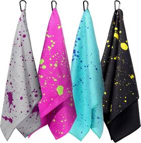 Dou-peryiter-1763 Peryiter 4 Pcs Shine Golf Towel With Clip Drip Lime Large Vivid Color