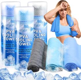 Dou-peryiter-2089 Peryiter 3 Packs Pva Cooling Towel Reusable Instant Blue Light Gray