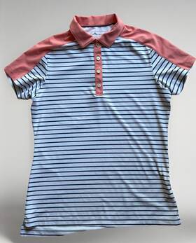 Ls22ek62s Peter Millar Womens Golf Polo Striped Size Sm