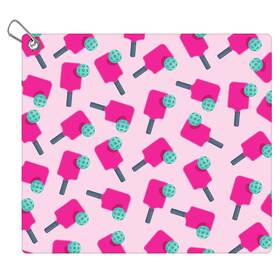 1018079 Peutier Pickleball Towel 15x17in Microfiber Golf With Medium Pink