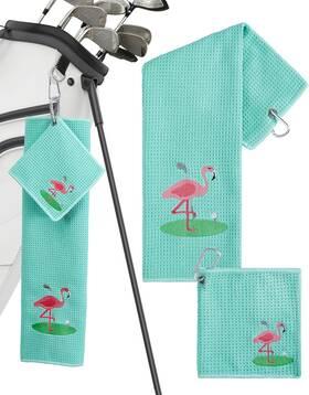 Playing It Forward 026865524192 Embroidered Golf Towel Set Custom Towels For Bags Large Flamingo